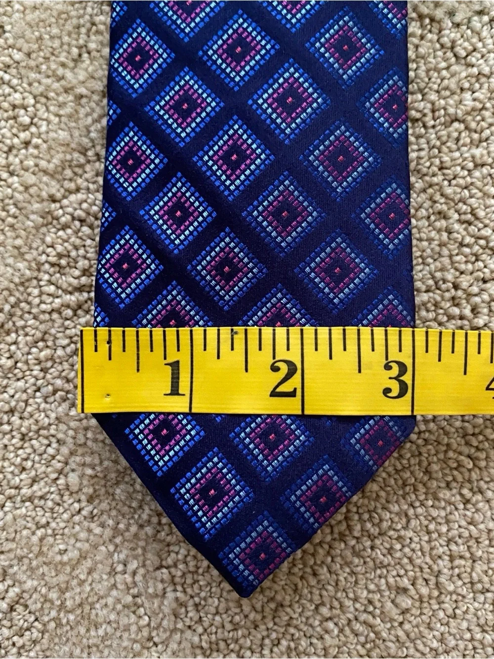 TED BAKER London Men's 100% Silk Tie Purple Blue Geometric NEW MSRP: $79.50